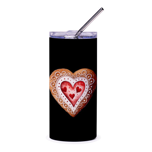 Heart Gingerbread Cookie Tumbler, Valentine's Day Tumbler, Love Tumbler, Gift for Her, Holiday Tumbler, Cute Tumbler - Tawshia