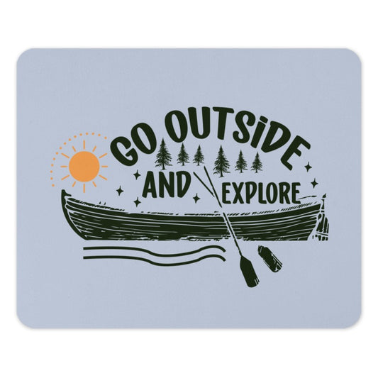 Go Outside Explore Mouse Pad, Adventure Awaits, Nature Lover Gift, Camping Theme Mousepad, Outdoor Decor, Canoe, Lake, Forest - Tawshia