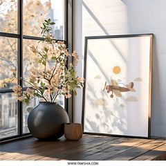 Airplane Wall Art, Nursery Decor, Kids Room Art, Flying Airplane Art, Airplane Decor, Baby Room Art, Airplane Print, Wall Decor - Tawshia