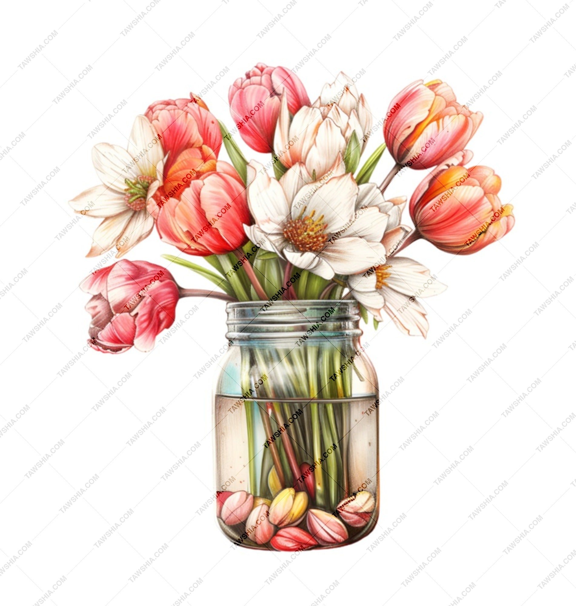 Floral Mug, Tulip Flowers Mug, Spring Mug, Watercolor Flowers Mug, Bouquet Coffee Mug, Floral Art Mug, Gift for Her, Botanical Mug - Tawshia