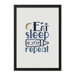 Eat Sleep Be Cute Repeat Wall Art, Nursery Decor, Baby Room, Kids Room Art, Modern Minimalist Design, Framed Art, Wall Decor - Tawshia