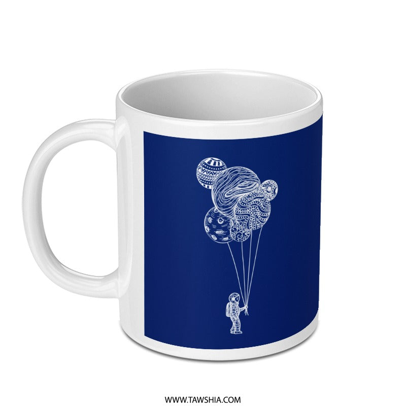Unique Astronaut and Balloons Design Mug product