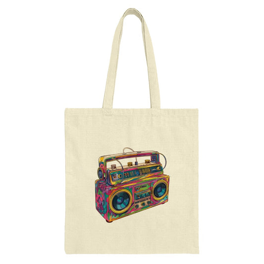 Retro Boombox Tote Bag, Colorful Music Lover Gift, 80s Radio Bag, Vintage Audio Print, Aesthetic Tote Bag, Unique Design Tote Bag - Tawshia