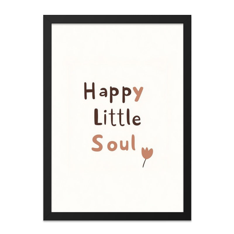 Happy Little Soul Wall Art, Inspirational Quote Print, Minimalist Home Decor, Cute Flower Wall Decor, Positive Affirmation Art - Tawshia