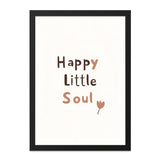 Happy Little Soul Wall Art, Inspirational Quote Print, Minimalist Home Decor, Cute Flower Wall Decor, Positive Affirmation Art - Tawshia