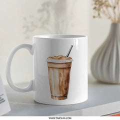Iced Coffee Mug, Frappe Mug, Watercolor Coffee Cup, Coffee Lover Gift, Caffeine Addict Mug, Drinkware, Beverage Mug, Novelty Mug - Tawshia