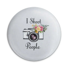 I Shoot People Camera Pinback, Photographer Gift, Photo Studio Pin, Funny Photographer Pin, Photography Lover Pinback, Floral Camera Pin - Tawshia