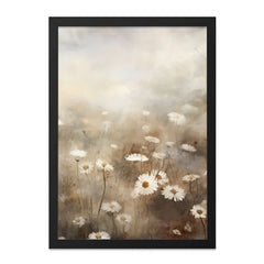 Daisy Field Wall Art, Floral Painting Print, Botanical Wall Decor, Neutral Tone Art, Flower Garden Wall Art, Elegant Home Decor, Gift Idea - Tawshia