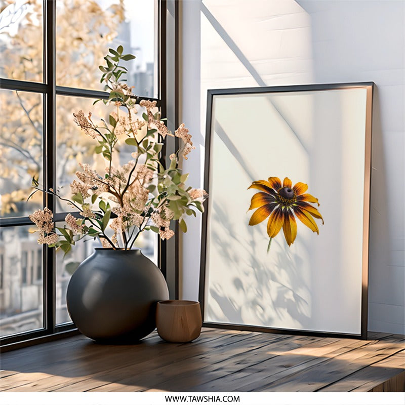 Black Eyed Susan Wall Art, Floral Wall Decor, Botanical Art Print, Flower Photography, Minimalist Art, Home Decor, Nature Art - Tawshia