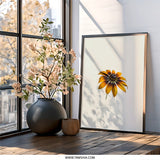Black Eyed Susan Wall Art, Floral Wall Decor, Botanical Art Print, Flower Photography, Minimalist Art, Home Decor, Nature Art - Tawshia