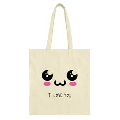 Kawaii Tote Bag, Anime Eyes Tote, I Love You Tote, Cute Graphic Tote Bag, Gift Idea Tote Bag, Valentine's Day Tote Bag - Tawshia