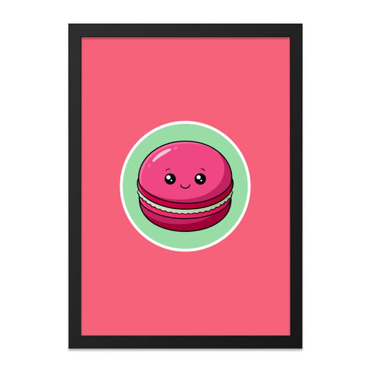 Macaron Wall Art, Kawaii Food Print, Cute Kitchen Decor, Dessert Illustration, Sweet Treat Poster, Colorful Wall Decor, Whimsical Art - Tawshia