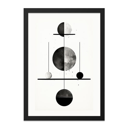 Abstract Balance Wall Art, Minimalist Geometric Print, Black and White Modern Art, Circle Shapes Design, Home Decor Wall Art - Tawshia