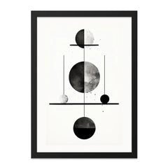 Abstract Balance Wall Art, Minimalist Geometric Print, Black and White Modern Art, Circle Shapes Design, Home Decor Wall Art - Tawshia