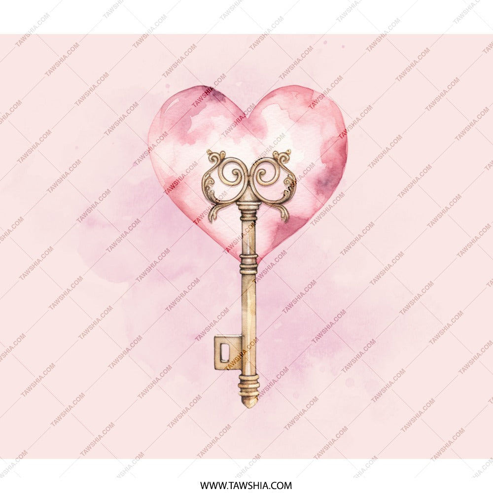 Heart Key BackPack, Romantic BackPack, Watercolor Heart, Unique BackPack, Gift For Her, Fantasy BackPack, Stylish BackPack - Tawshia