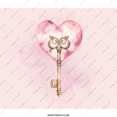 Heart Key BackPack, Romantic BackPack, Watercolor Heart, Unique BackPack, Gift For Her, Fantasy BackPack, Stylish BackPack - Tawshia