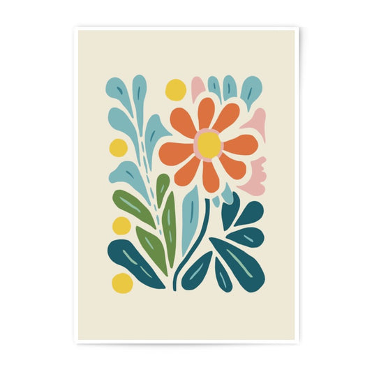 Floral Photographic Print, Retro Flower Art Print, Botanical Wall Decor, Colorful Flower Illustration, Scandinavian Design - Tawshia