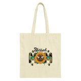 Blessed Mom Tote Bag, Sunflower Tote, Cute Bee Tote, Mother's Day Gift Bag, Everyday Tote Bag, Gift for Mom, Floral Tote, Stylish Tote Bag - Tawshia