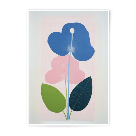 Abstract Floral Photographic Print, Modern Botanical Art, Pink and Blue Flower Print, Contemporary Wall Decor, Flower Art Print - Tawshia