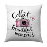 Collect Beautiful Moments Pillow, Camera Lover Gift, Photography Decor Pillow, Home Decor Pillow, Inspirational Pillow, Pink Camera Pillow - Tawshia