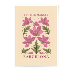 Flower Market Barcelona Photographic Print, Floral Botanical Art, Pink Flower Illustration, Europe Travel Poster, Botanical Home Decor - Tawshia