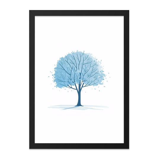 Blue Tree Wall Art, Watercolor Style, Minimalist Tree Print, Modern Home Decor, Nature Inspired Art, Serene Tree Artwork, Gift Idea - Tawshia