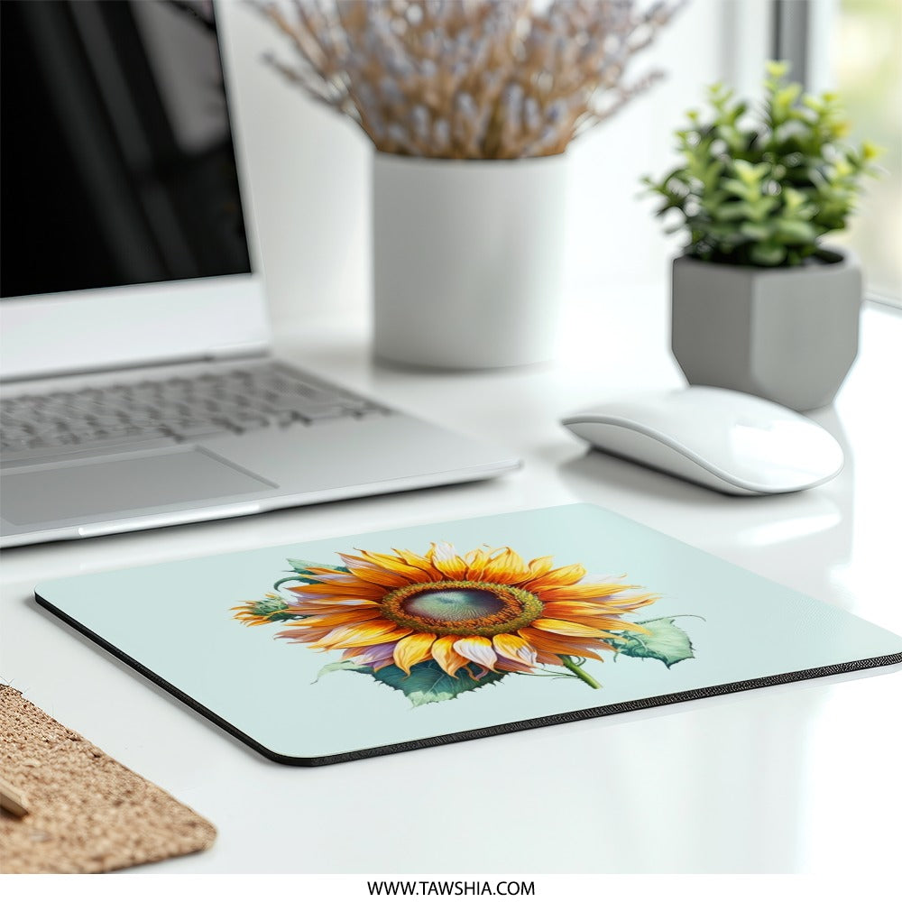 Sunflower Mouse Pad, Floral Mousepad, Sunflower Decor, Office Decor, Flower Desk Accessories, Desk Mat, Cute Mousepad, Botanical Mousepad - Tawshia
