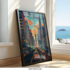 NYC Subway Wall Art, Cityscape Print, New York Painting, Urban Art Decor, Train Art, City Skyline, Modern Art Print, Travel Gift Idea - Tawshia