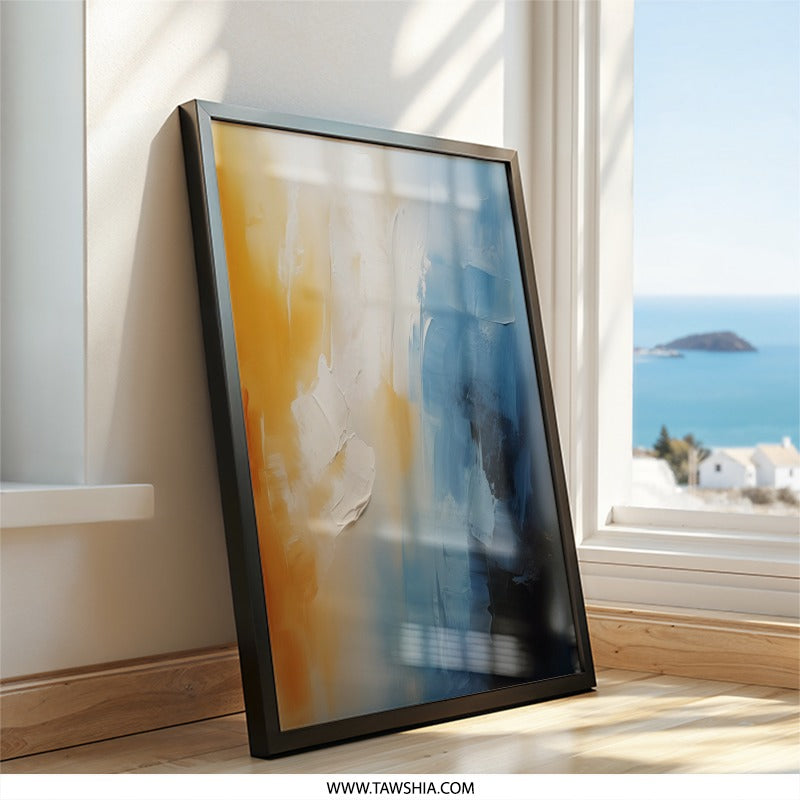 Abstract Wall Art, Modern Art Print, Blue and Gold Painting, Contemporary Wall Decor, Home Decor Art, Stylish Art - Tawshia