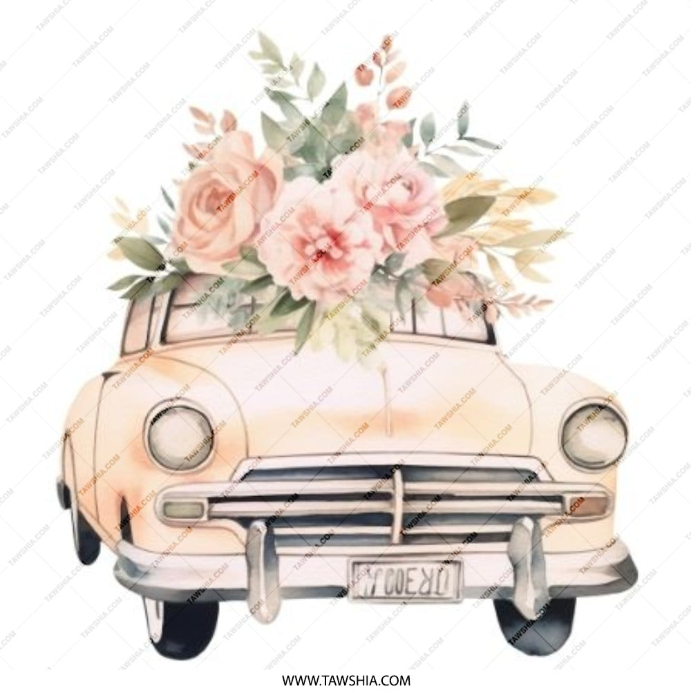 Floral Car Pinback Button, Vintage Auto Badge, Flower Power Accessory, Cute Car Button, Stylish Gift, Retro Car Lapel Pin, Trendy Pinback - Tawshia
