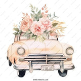 Floral Car Pinback Button, Vintage Auto Badge, Flower Power Accessory, Cute Car Button, Stylish Gift, Retro Car Lapel Pin, Trendy Pinback - Tawshia