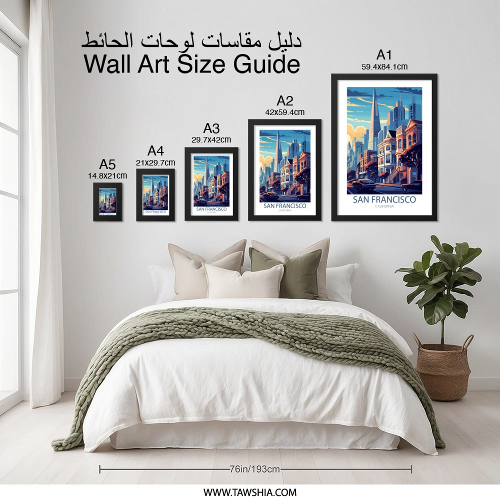 San Francisco Wall Art, Cityscape Print, California Decor, Urban Art, Minimalist City Art, Travel Poster, Home Decor - Tawshia