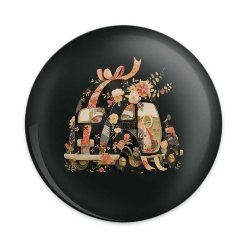 Floral Car Pinback Button, Cute Car Button, Gift Pin, Flower Car, Car Lover, Unique Button, Accessories, Trendy Pinback Button - Tawshia