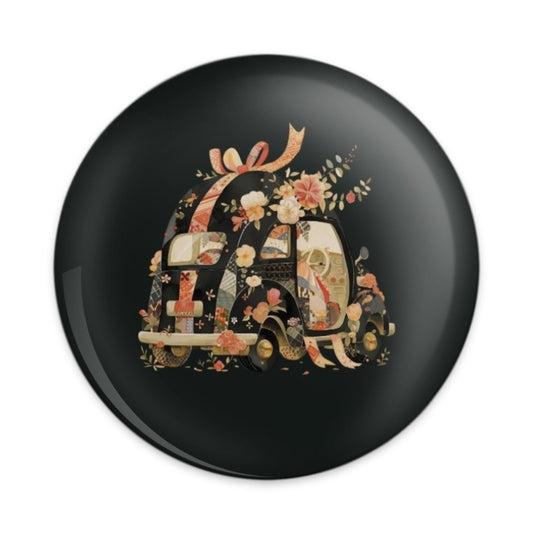 Floral Car Pinback Button, Cute Car Button, Gift Pin, Flower Car, Car Lover, Unique Button, Accessories, Trendy Pinback Button - Tawshia