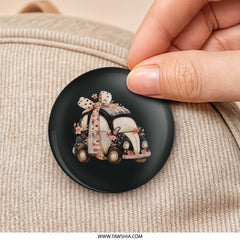 Floral Car Pinback Button, Vintage Car Art, Cute Car Badge, Adorable Auto Pin, Car Lover Gift, Flower Car Jewelry, Trendy Pinback Button - Tawshia