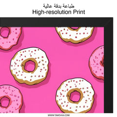 Pink Donut Wall Art, Sweet Treat Print, Foodie Decor, Colorful Kitchen Art, Dessert Lover Gift, Yummy Donut Poster, Fun Wall Hanging - Tawshia
