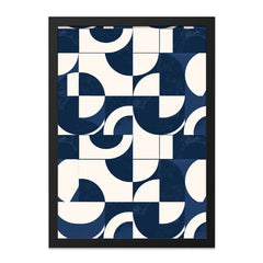 Geometric Wall Art, Abstract Print, Navy Blue Art, Modern Wall Decor, Circle Square Pattern, Minimalist Home Decor, Trendy Art Print - Tawshia