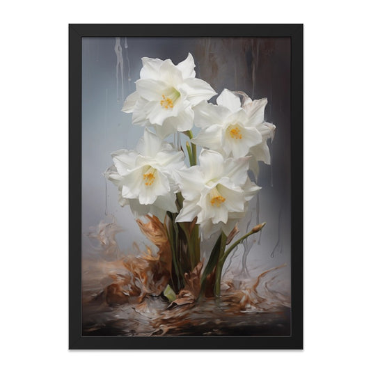 White Narcissus Wall Art, Floral Art Print, Botanical Wall Decor, Flower Painting, Spring Decor, Elegant Wall Hanging, Home Decor - Tawshia