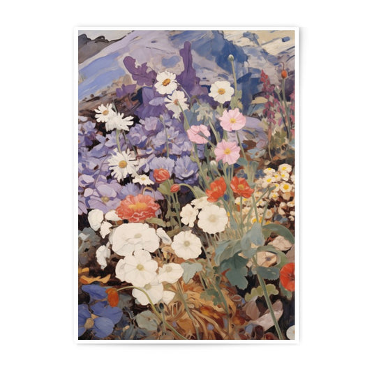 Floral Photographic Print, Flower Garden Art Print, Mountain Flower Photography, Botanical Wall Decor, Colorful Floral Art Print - Tawshia