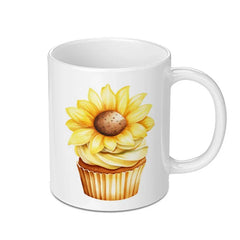 Sunflower Cupcake Mug, Floral Mug, Cute Mug, Unique Mug, Coffee Mug, Tea Mug, Gift Mug, Birthday Gift, Kitchen Decor, Best Seller SKU: MG10004200 - Tawshia