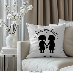 Bestie Pillow, Friendship Pillow, Gift for Best Friend, Best Friend Ever Decor, Soul Sister Pillow, Room Decor for Girls, Best Friend Gift - Tawshia