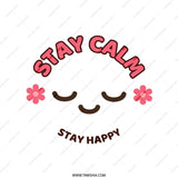 Stay Calm Happy Pillow, Cute Face Throw Pillow, Positive Affirmations, Relaxing Home Decor, Motivational Gift, Zen Pillow - Tawshia
