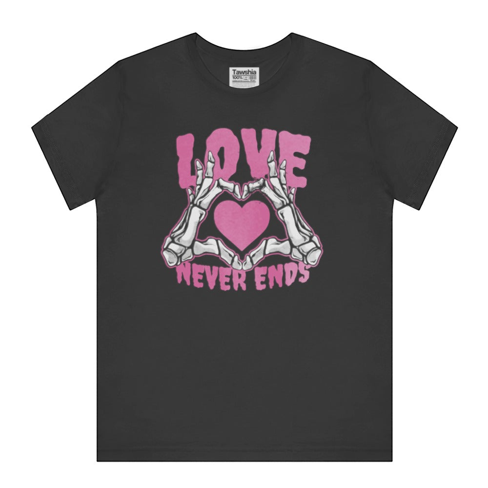Love Never Ends Heart Skeleton Hands Shirt product type