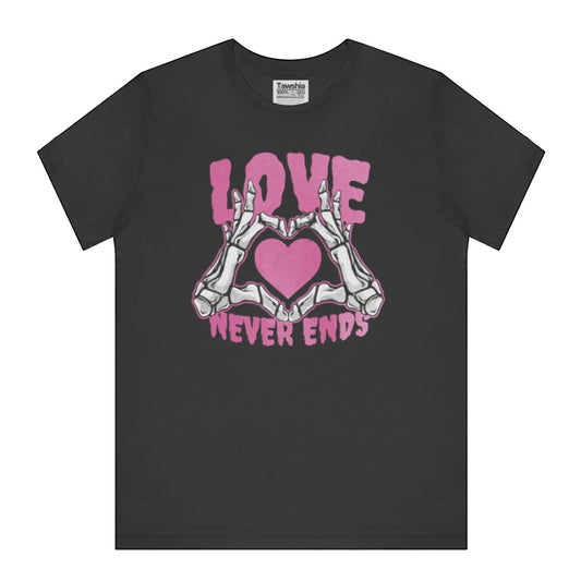 Love Never Ends Heart Skeleton Hands Shirt product type