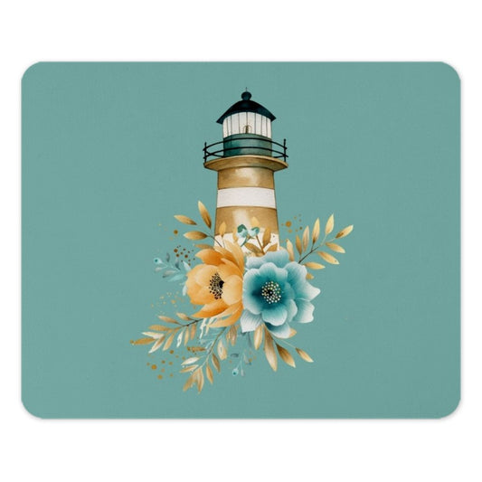 Lighthouse Mouse Pad, Coastal Decor, Beach Home Office Gift, Nautical Mousepad, Floral Mouse Pad, Unique Computer Accessory - Tawshia