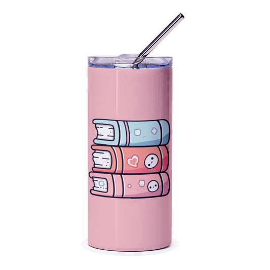 Cute Book Stack Tumbler, Kawaii Books Tumbler, Aesthetic Tumbler, Book Lover Gift, Teacher Tumbler, Pastel Color Tumbler - Tawshia