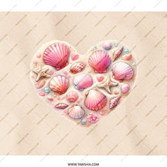 Seashell Heart Backpack, Beach Lover Gift, Coastal Style Backpack, Pink Seashells, Beach Heart Backpack, Ocean Theme, Trendy Backpack - Tawshia