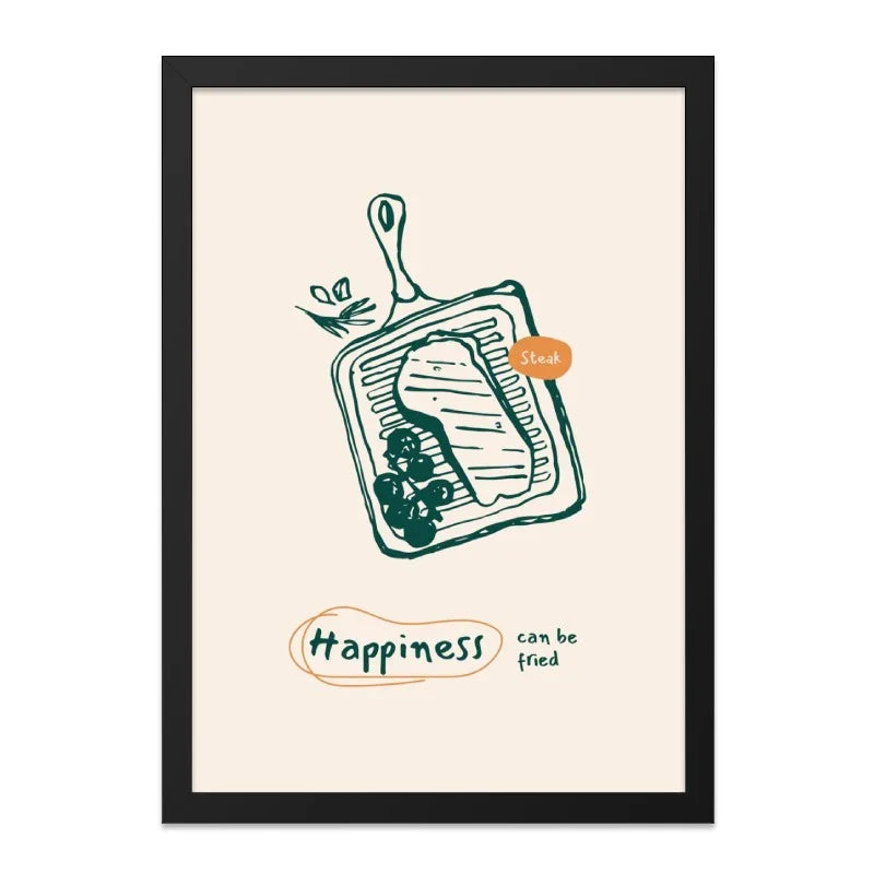 Steak Wall Art Print, Kitchen Decor, Foodie Gift, Happiness Art, Funny Steak Art, Dining Room Art, Grill Art, Unique Home Decor, Wall Art - Tawshia