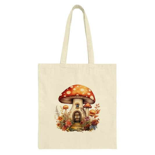 Mushroom House Tote Bag, Cottagecore Bag, Fairycore Aesthetic, Whimsical Tote, Fungi Art Bag, Mushroomcore Design, Nature Lovers Gift - Tawshia