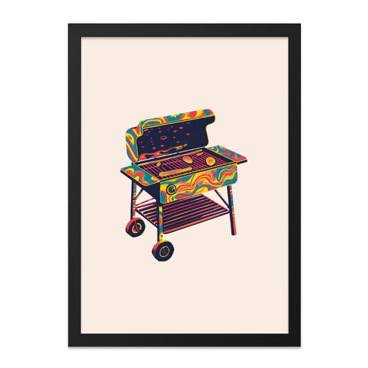 Colorful Grill Wall Art, Retro BBQ Print, Kitchen Decor, Summer Grill Art, Foodie Gift, Unique Wall Decor, Abstract Grill Poster - Tawshia